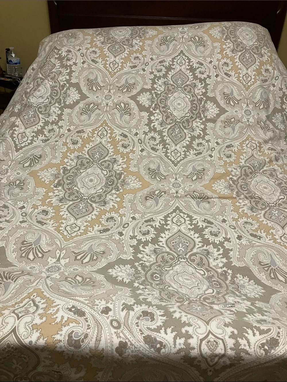 Echo Neutral Paisley Medallion Duvet Cover in Taupe, Cream, Gold - Twin, set of
